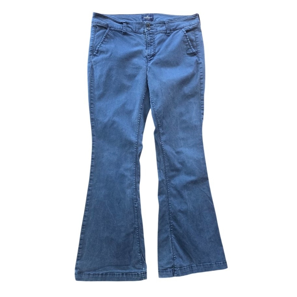 American Eagle Blue Artist Flare Pants Stretch Women 12 Regular Y2K 2010s Indie
